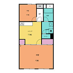マンションメルヘン 2DKの間取図画像