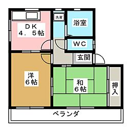 パルデンス水本 2DKの間取図画像