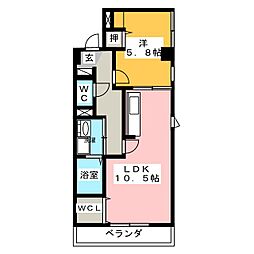 Ｍ’ｓ南ヶ丘 1階1LDKの間取り