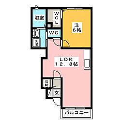 アヴェニール千里 1階1LDKの間取り