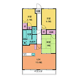 グランステーシア津新町 14階3LDKの間取り