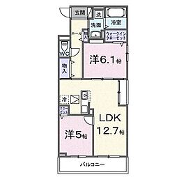 江どばしテラス 3階2LDKの間取り