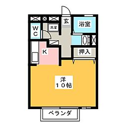 エクレール 2階ワンルームの間取り