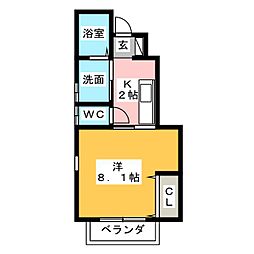 ビラエルム 1Kの間取図画像