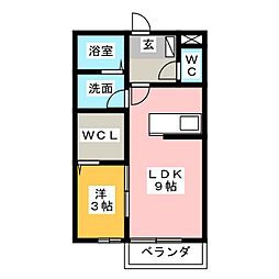 アープトライ東鷹跡　Ａ棟 2階1LDKの間取り