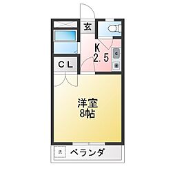 ハドソンハウス 1Kの間取図画像
