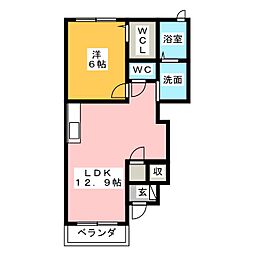 メゾン・フレーシュB 1LDKの間取図画像