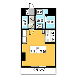 H・I・P ワンルームの間取図画像