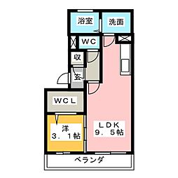 リビングタウンさくらだ 1LDKの間取図画像