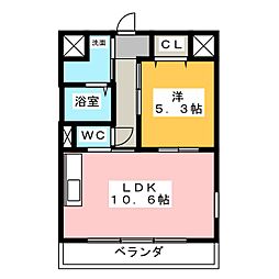 塔世西裏MSビル 1LDKの間取図画像