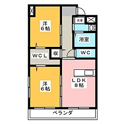栗真MSビル 2DKの間取図画像