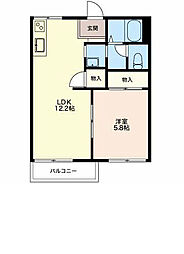 メゾン奥村 2DKの間取図画像