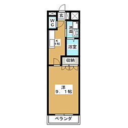 リヴァージュA 1Kの間取図画像