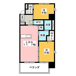 クレド桜橋 2LDKの間取図画像