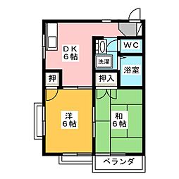 メゾンロアール 2DKの間取図画像
