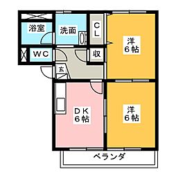 やけのヒルズ 2DKの間取図画像