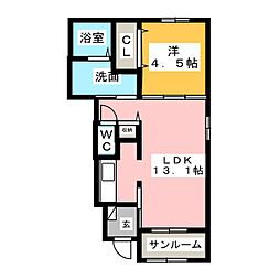 レジデンスN1 1LDKの間取図画像