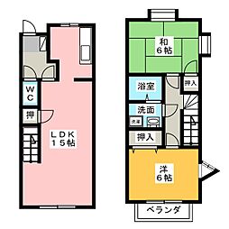 レークサイドヴィラB 2LDKの間取図画像