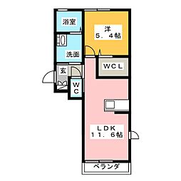 メゾン・ド・シエル 1LDKの間取図画像