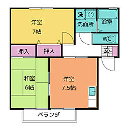 ウィステリア 2DKの間取図画像