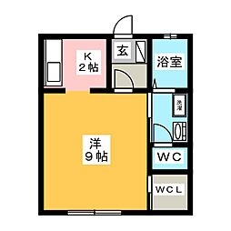 コートリヴィエール 1Kの間取図画像