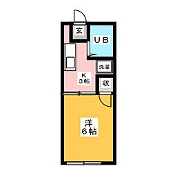 マリオ栗真A 1Kの間取図画像