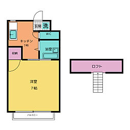 ドリーム2 1Kの間取図画像