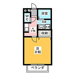 Ｈeart Reef 2階1Kの間取り