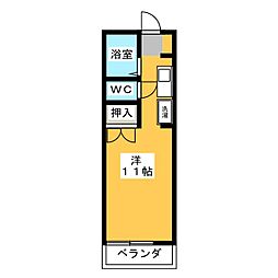 ベルメゾンアミ 2階ワンルームの間取り