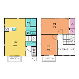 ラポール　Ｂ棟 1階2LDKの間取り