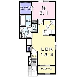 アンダンテＢ 1階1LDKの間取り