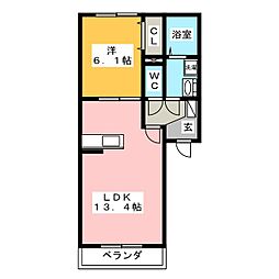タートル　エイト 2階1LDKの間取り