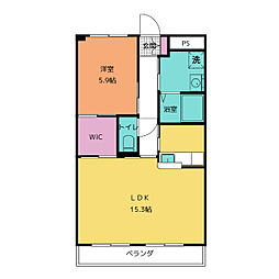 ハイツM 2階1LDKの間取り