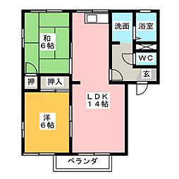 エスポアールＭＩＤＡ　Ａ棟 1階2LDKの間取り