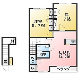 グローバルシティーF 2LDKの間取図画像