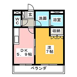 サクセス 1DKの間取図画像