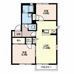 アブニールA 2LDKの間取図画像