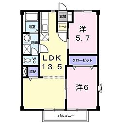 オーキッドサノA 2LDKの間取図画像