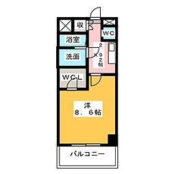 グラン・パ・ライズ・ウエスト 1Kの間取図画像