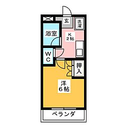 ラビットハイツ 1Kの間取図画像