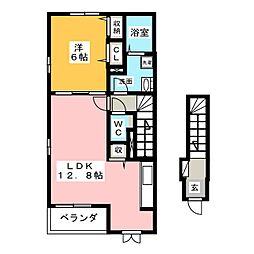 フオーチュネイトビレッジE 1LDKの間取図画像