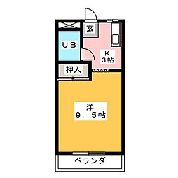 コーポ永坂 1Kの間取図画像
