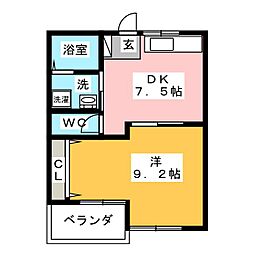 ダイムコーポ大池B 1DKの間取図画像
