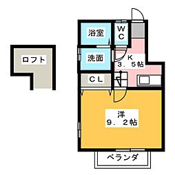 グリーンハウス西玉垣1 1Kの間取図画像
