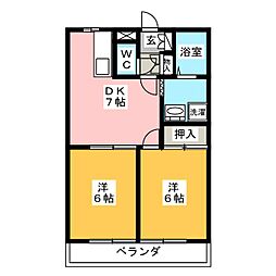 エクセラージュ 2DKの間取図画像