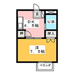 尾崎善ハイツ 1DKの間取図画像