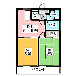 メゾンブルーム 2DKの間取図画像