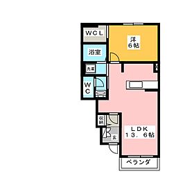 ラ・ルーチェB 1LDKの間取図画像