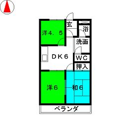 エクセル東山南館 3DKの間取図画像