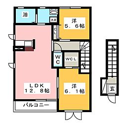 グリーンハイツ 2LDKの間取図画像